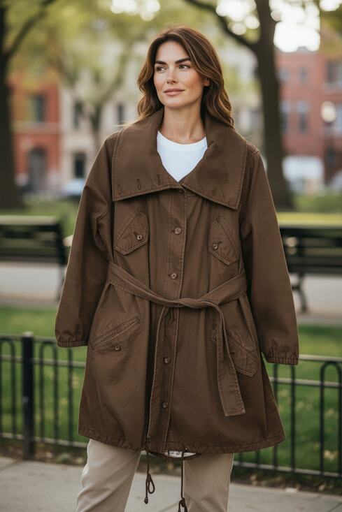 Anthropologie Jackets & Blazers - Anthropologie M Jacket Anorak Trench Coat Field Jacket Cargo Brown Mid Length
